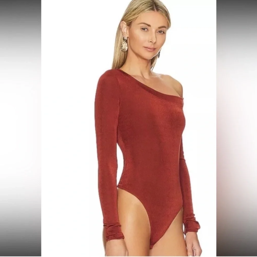 Free People Cherry Chai One-Shoulder Maroon Bodysuit
